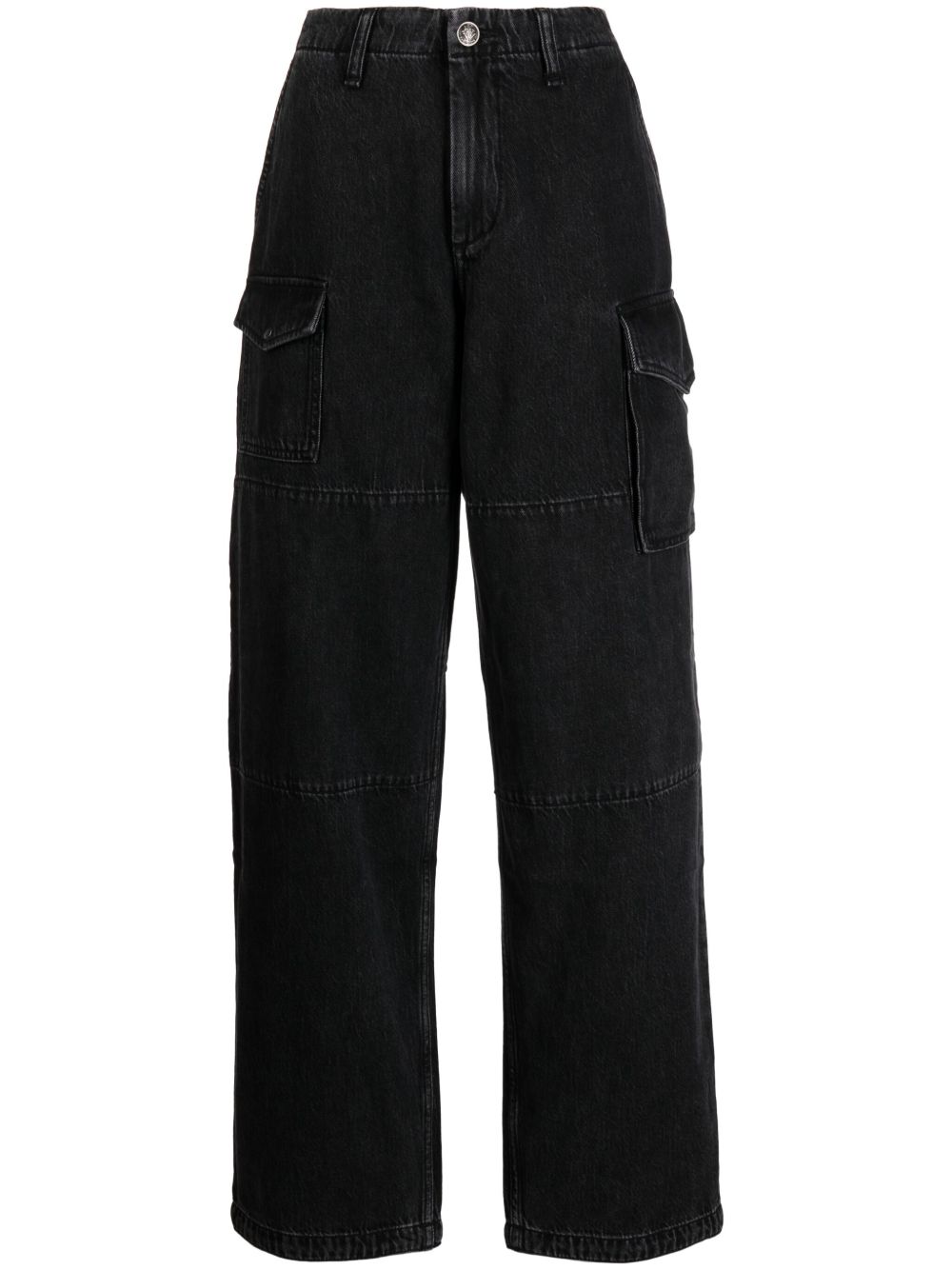 rag & bone 高腰阔腿牛仔裤 - 黑色