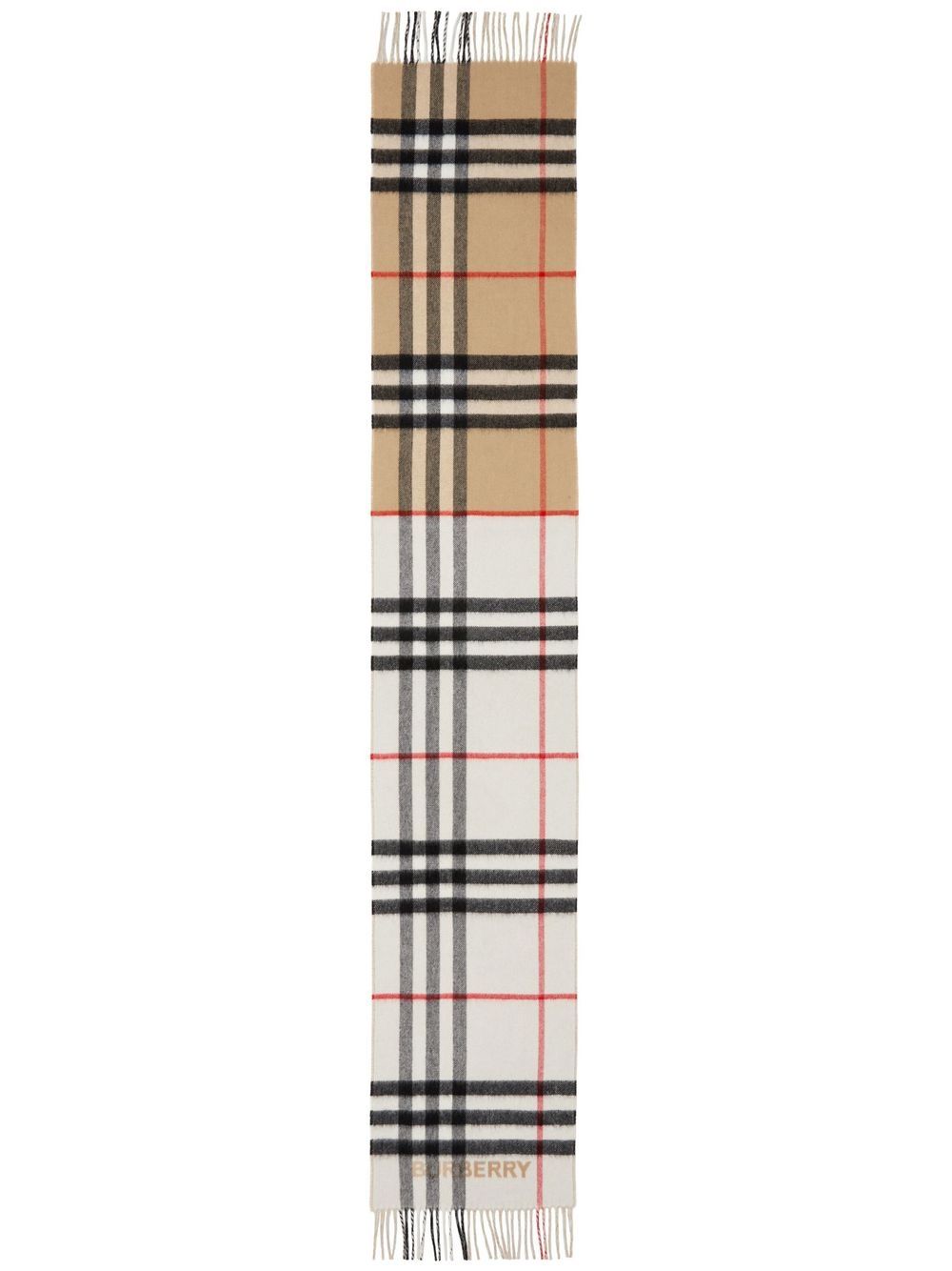 Burberry 对比格纹羊绒围巾 - 中性色
