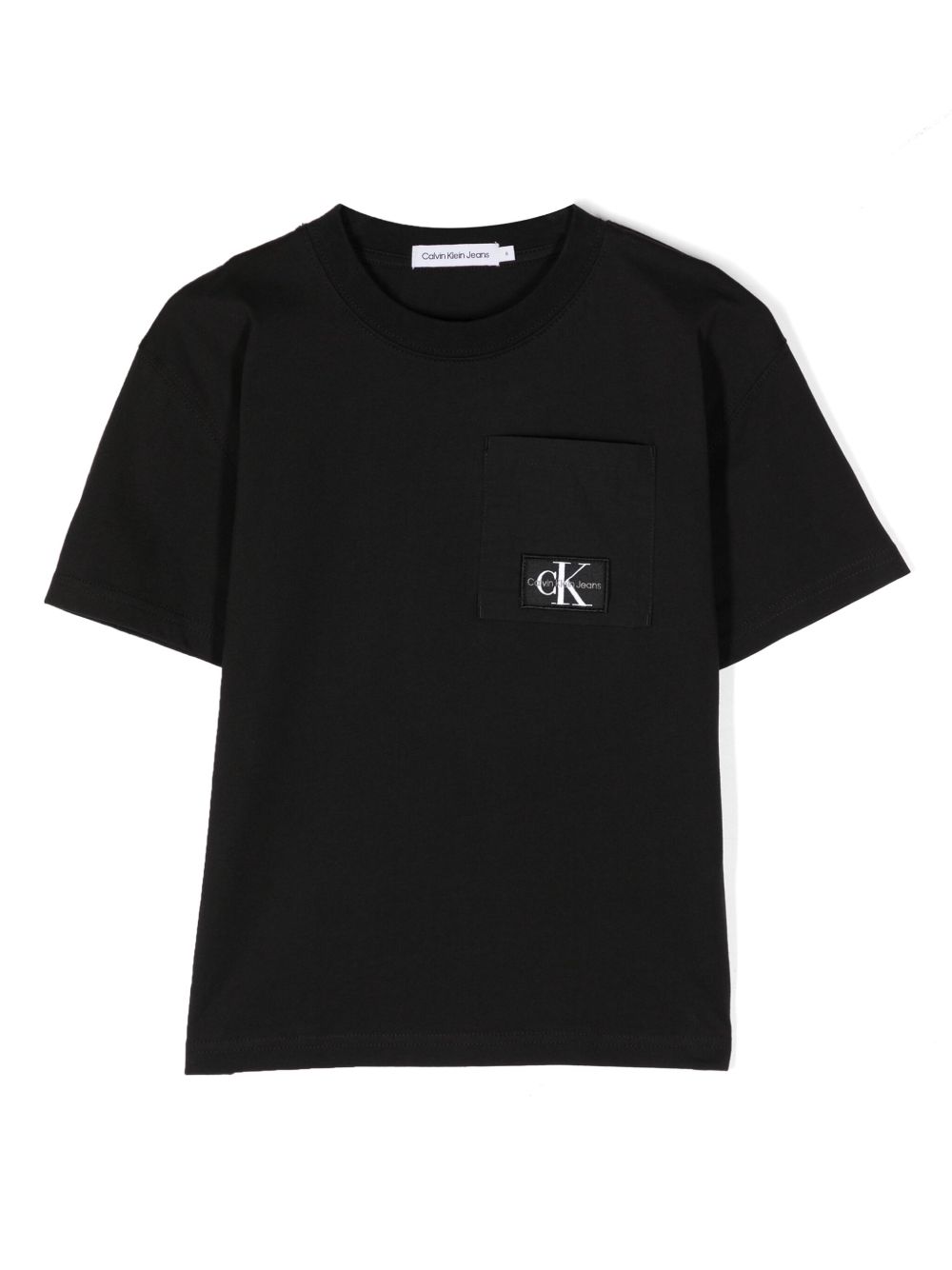 Calvin Klein Kids logo徽章棉T恤 - 黑色
