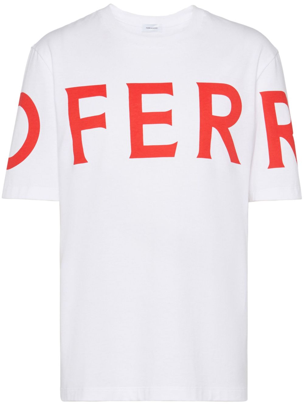 Ferragamo logo印花棉T恤 - 白色