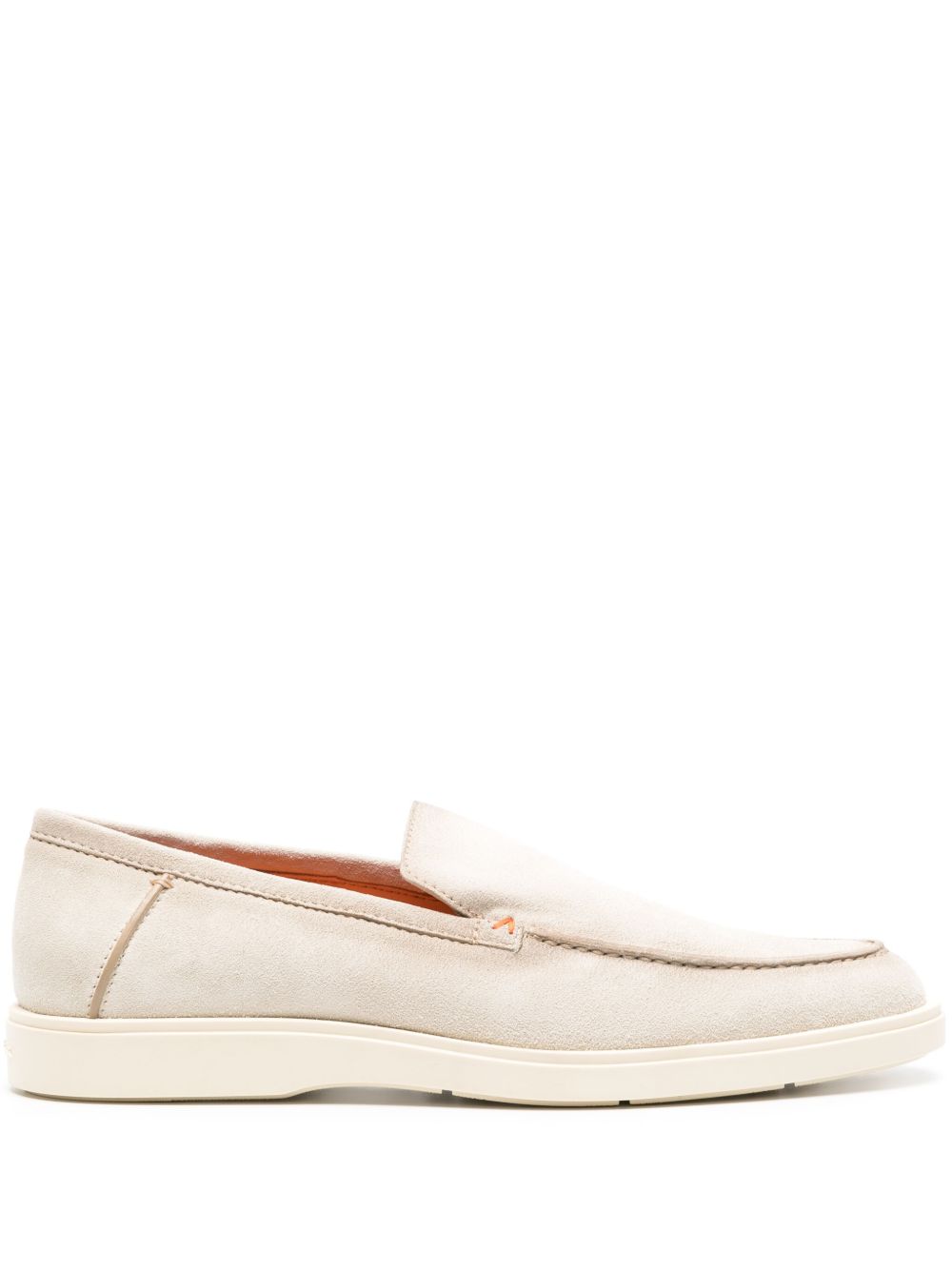 Santoni 杏仁形鞋头绒面皮乐福鞋 - 中性色