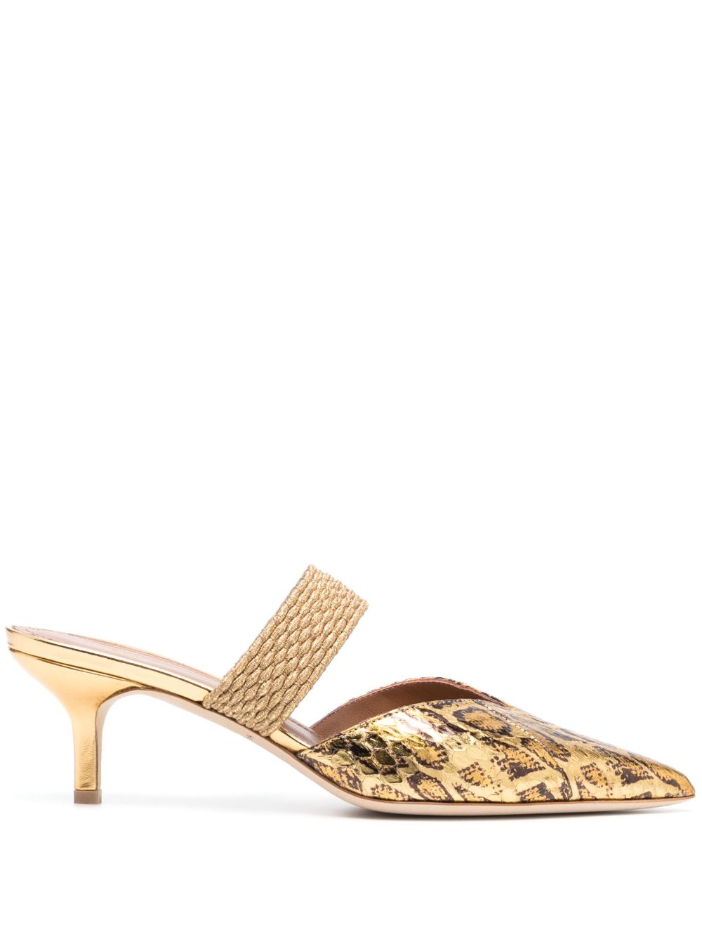 Malone Souliers 豹纹皮质中跟穆勒鞋 - 金色