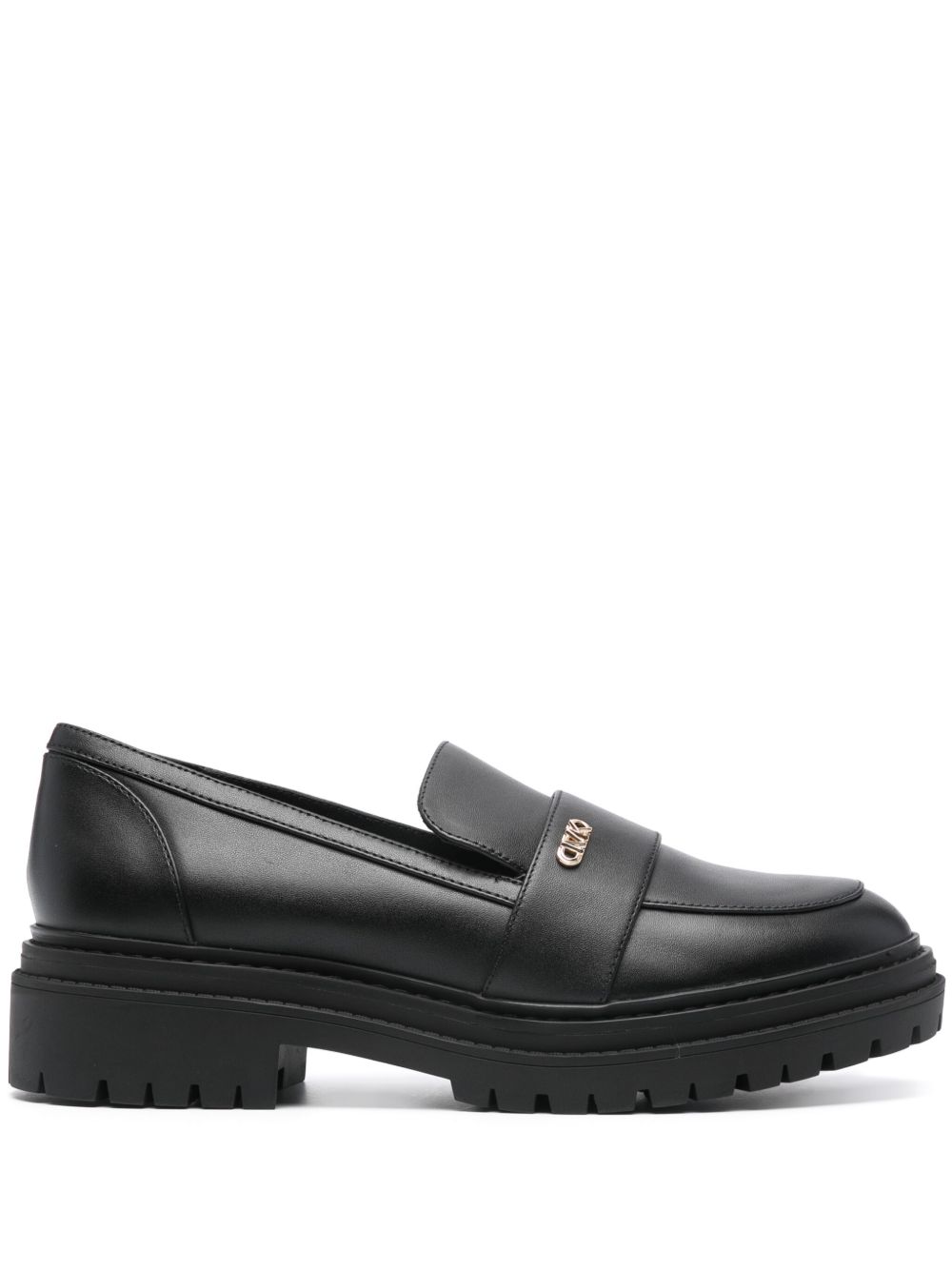Michael Kors Collection logo标牌皮质乐福鞋 - 黑色