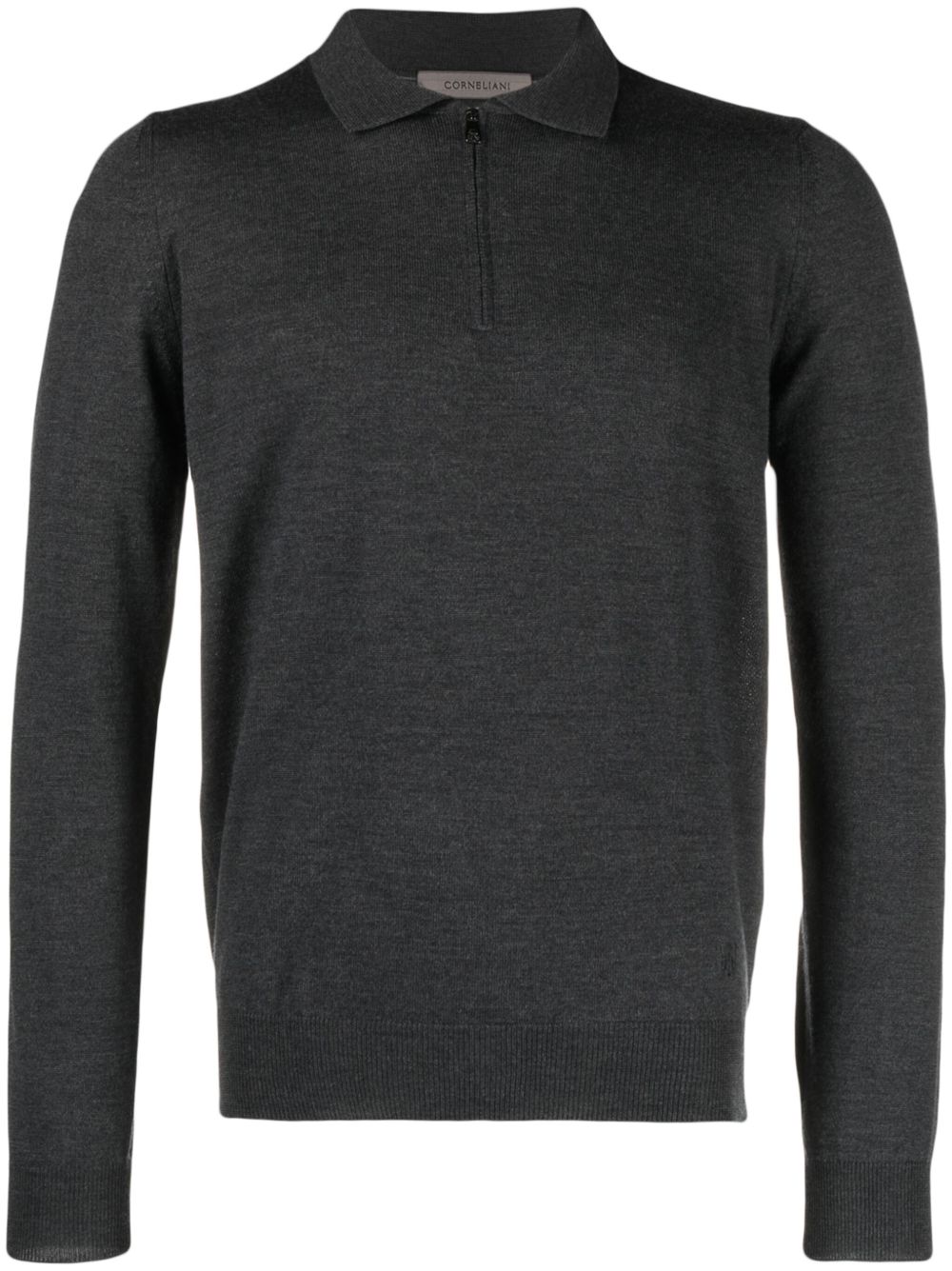 Corneliani 初剪羊毛拉链polo衫 - 灰色