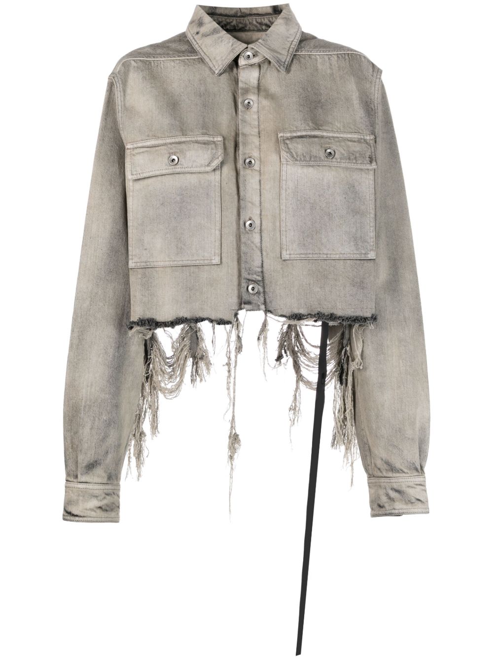 Rick Owens DRKSHDW 盖袖短款衬衫式夹克 - 灰色