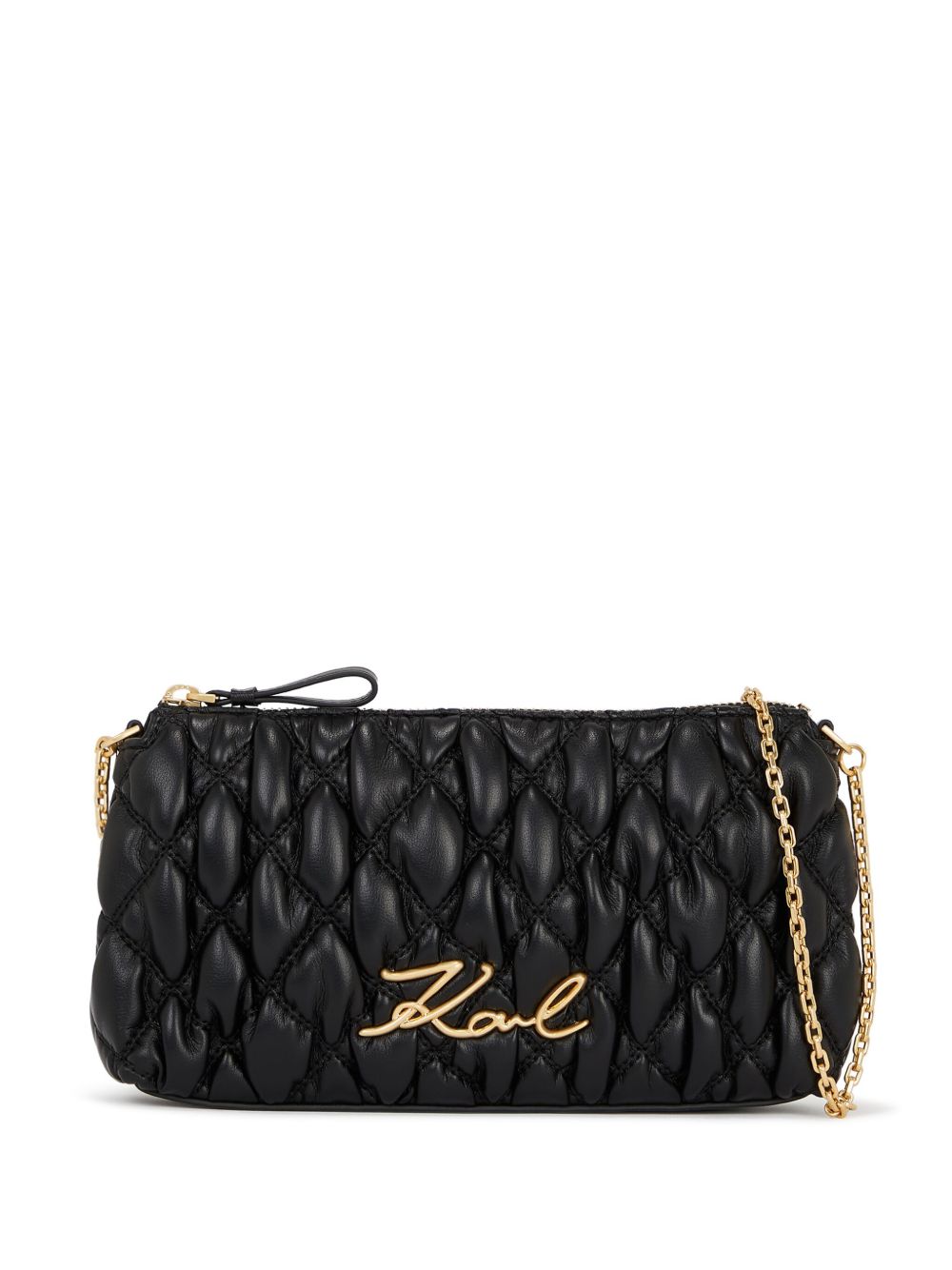 Karl Lagerfeld Signature 绗缝单肩包 - 黑色