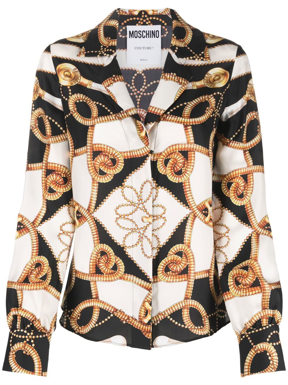 Moschino 莫斯奇诺 巴洛克图案印花真丝衬衫 - 黑色