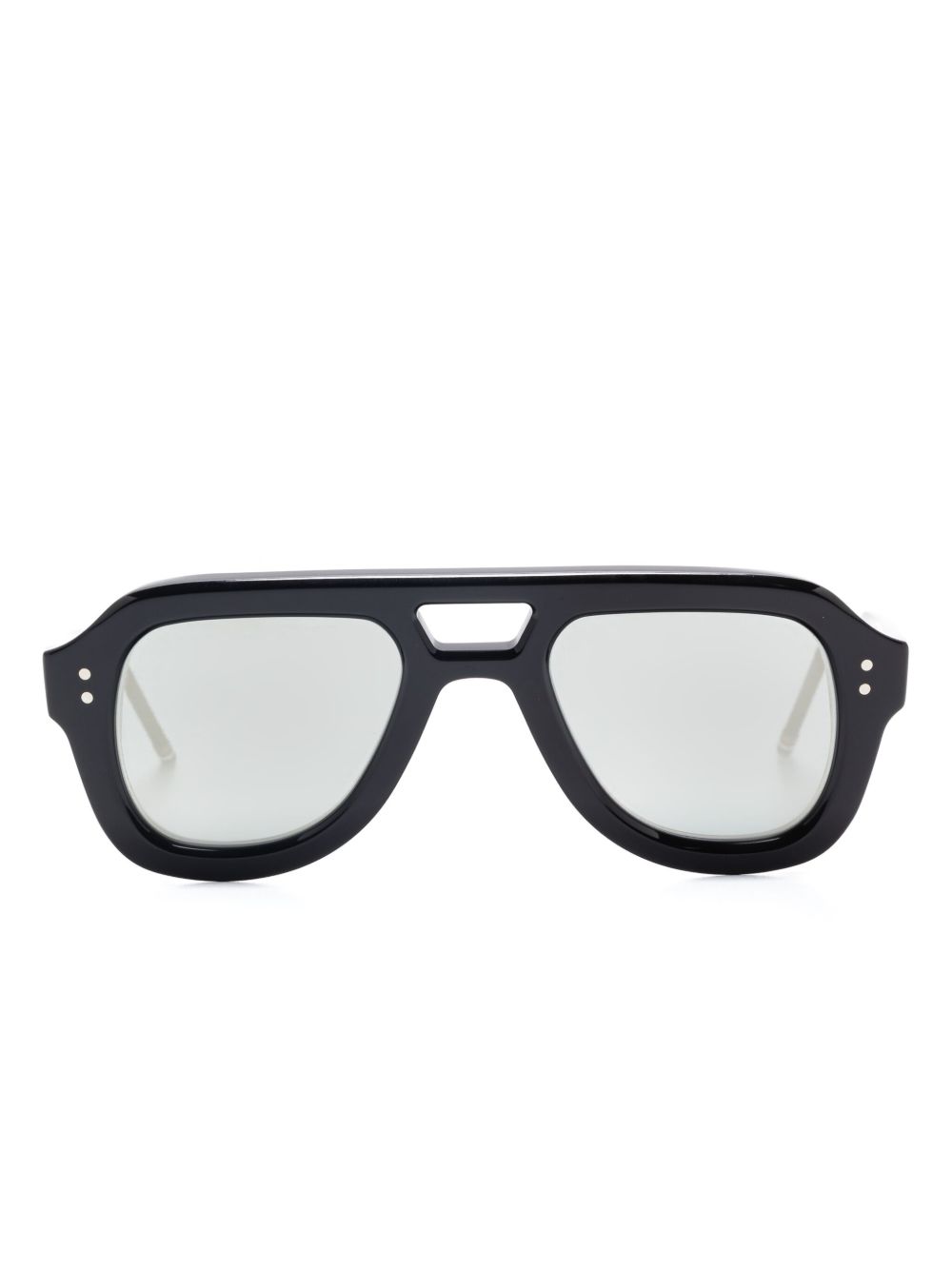 Thom Browne Eyewear 飞行员镜框太阳眼镜 - 黑色