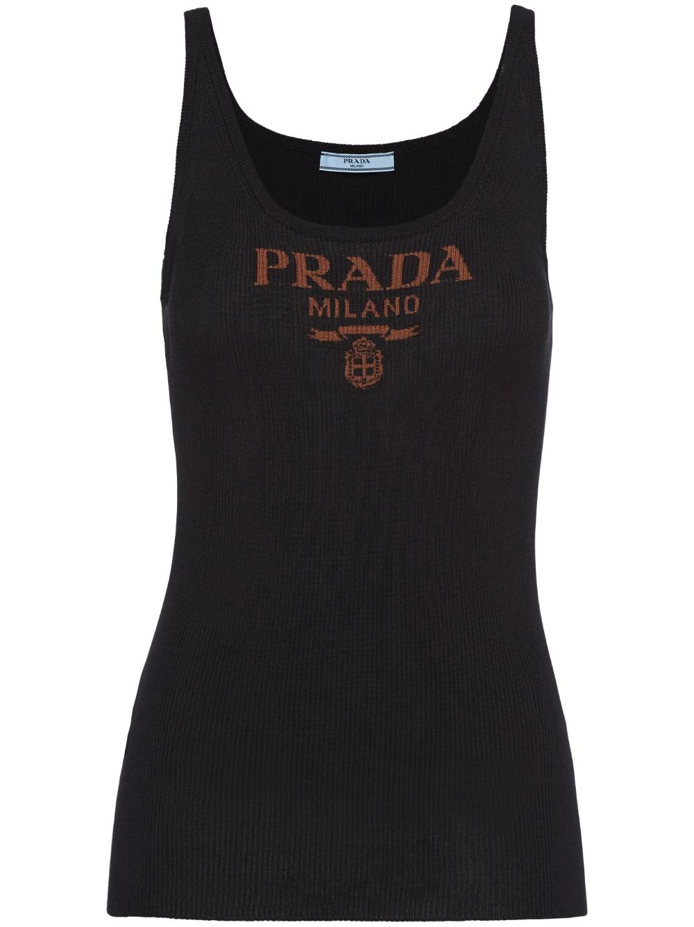 Prada logo印花真丝坦克背心 - 黑色