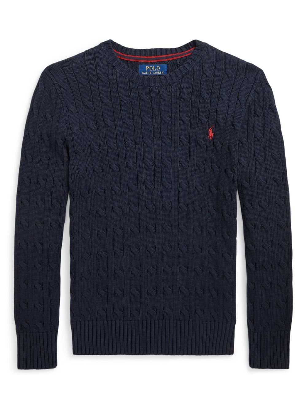 POLO RALPH LAUREN KIDS Polo Pony 刺绣粗绞花针织毛衣 - 蓝色