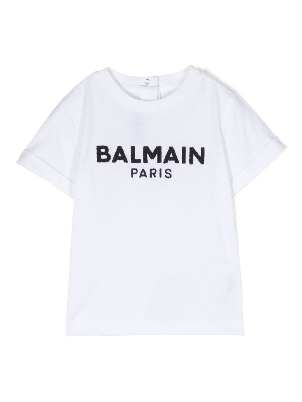Balmain Kids logo刺绣棉T恤 - 白色
