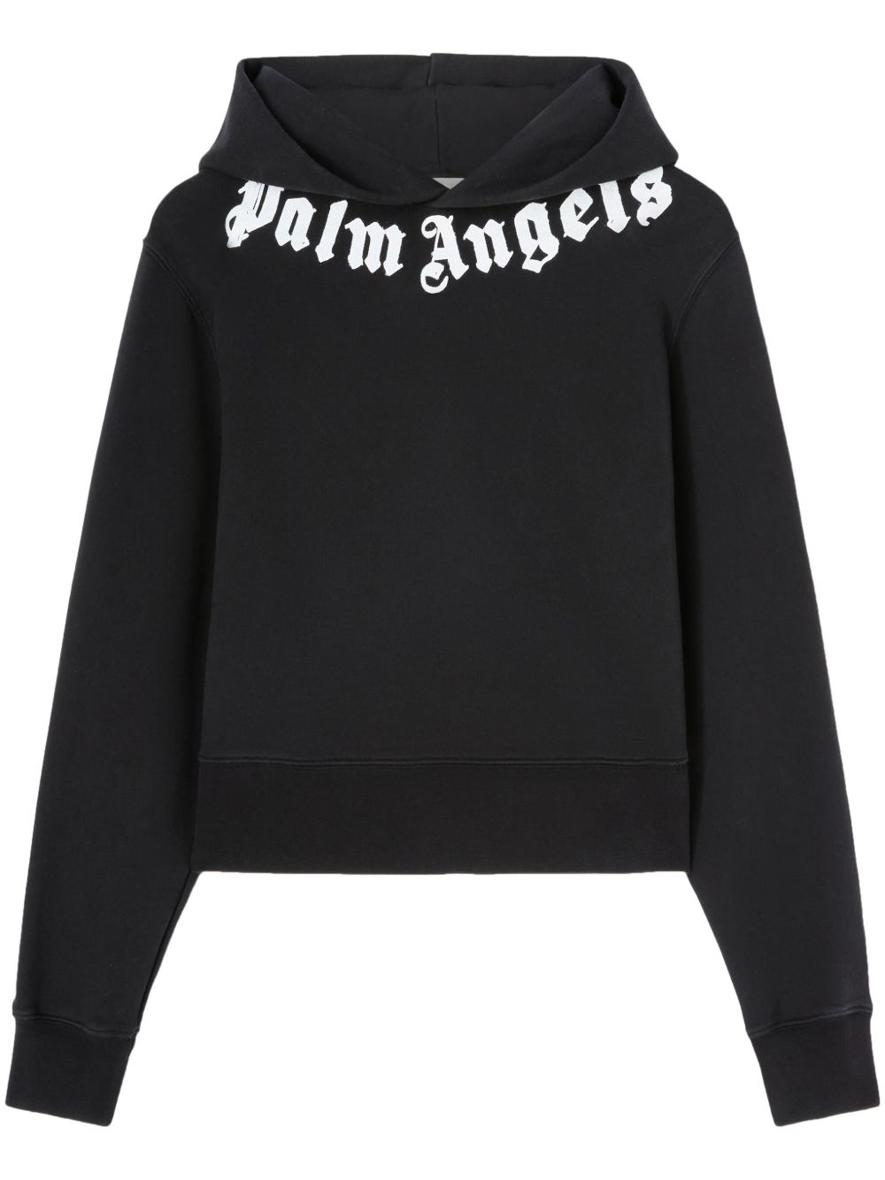 Palm Angels logo印花棉连帽衫 - 黑色