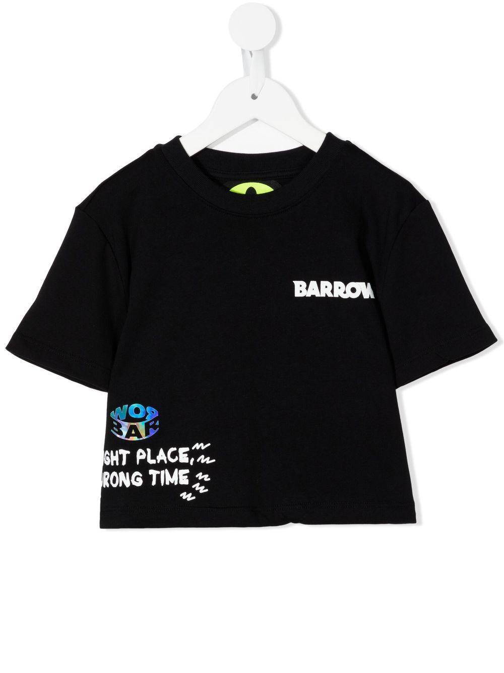 Barrow kids logo印花短款棉T恤 - 黑色