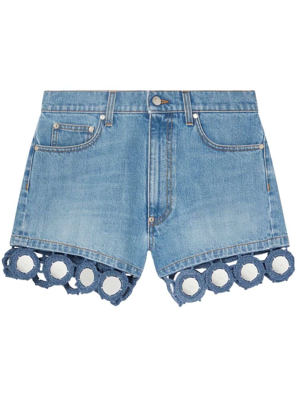 Stella McCartney Summer Mirrors 高腰牛仔短裤 - 蓝色