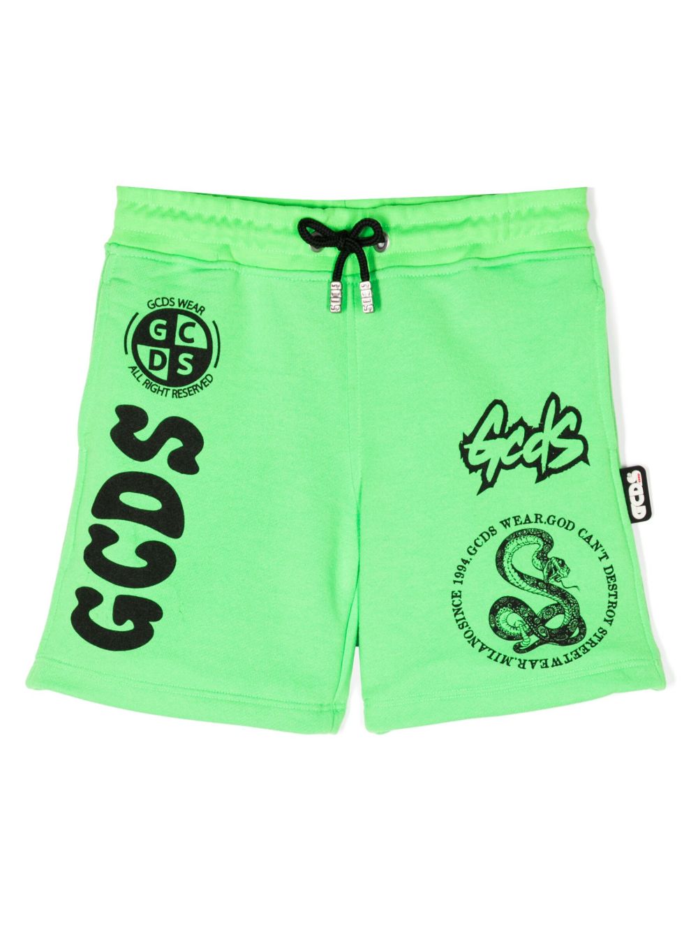 Gcds Kids logo印花运动短裤 - 绿色