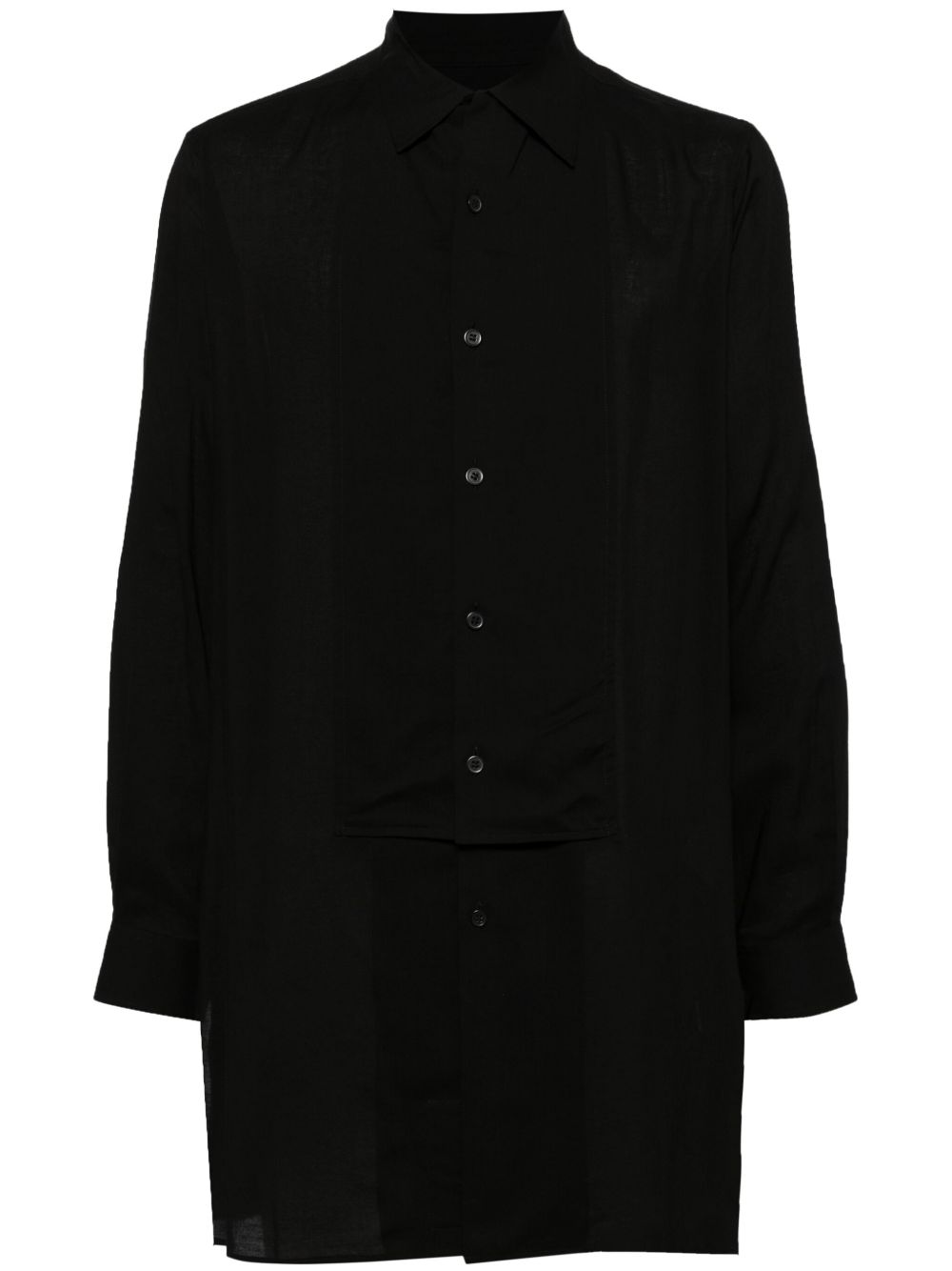 Yohji Yamamoto 正面双层式开襟衬衫 - 黑色