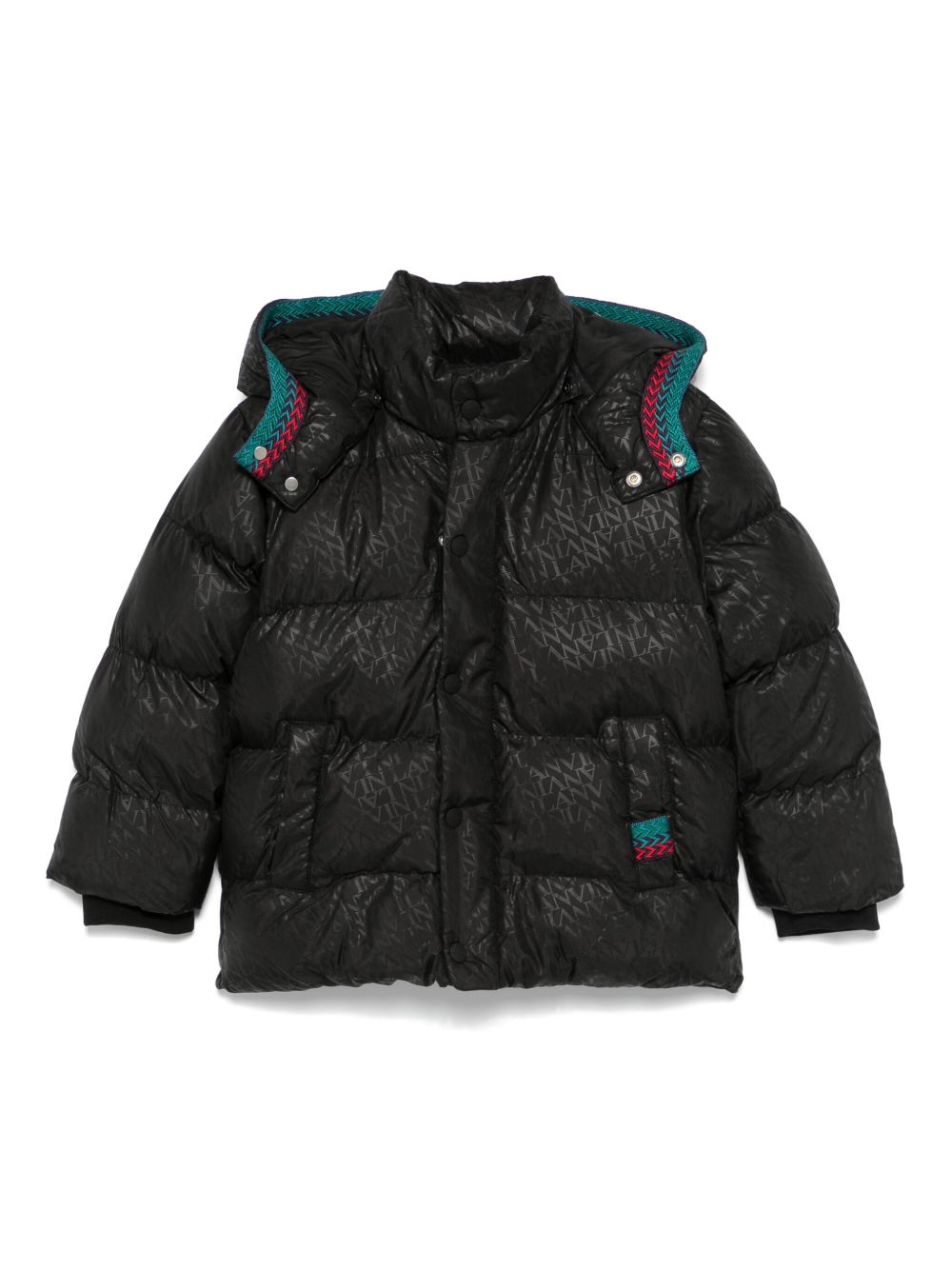 Lanvin Enfant 防水连帽夹克 - 黑色