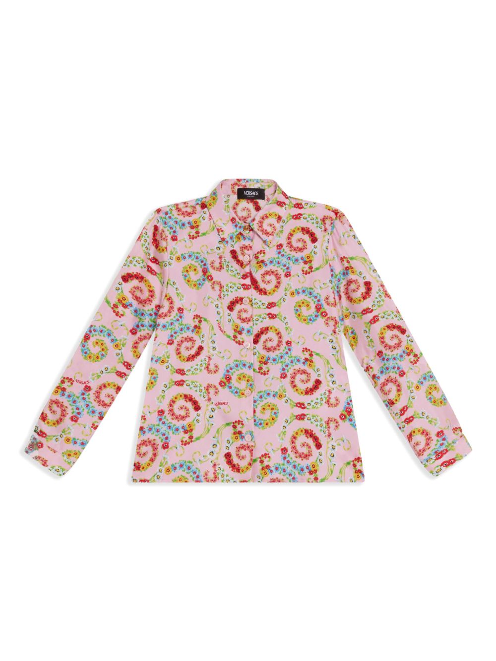 Versace Kids 花卉印花衬衫 - 粉色
