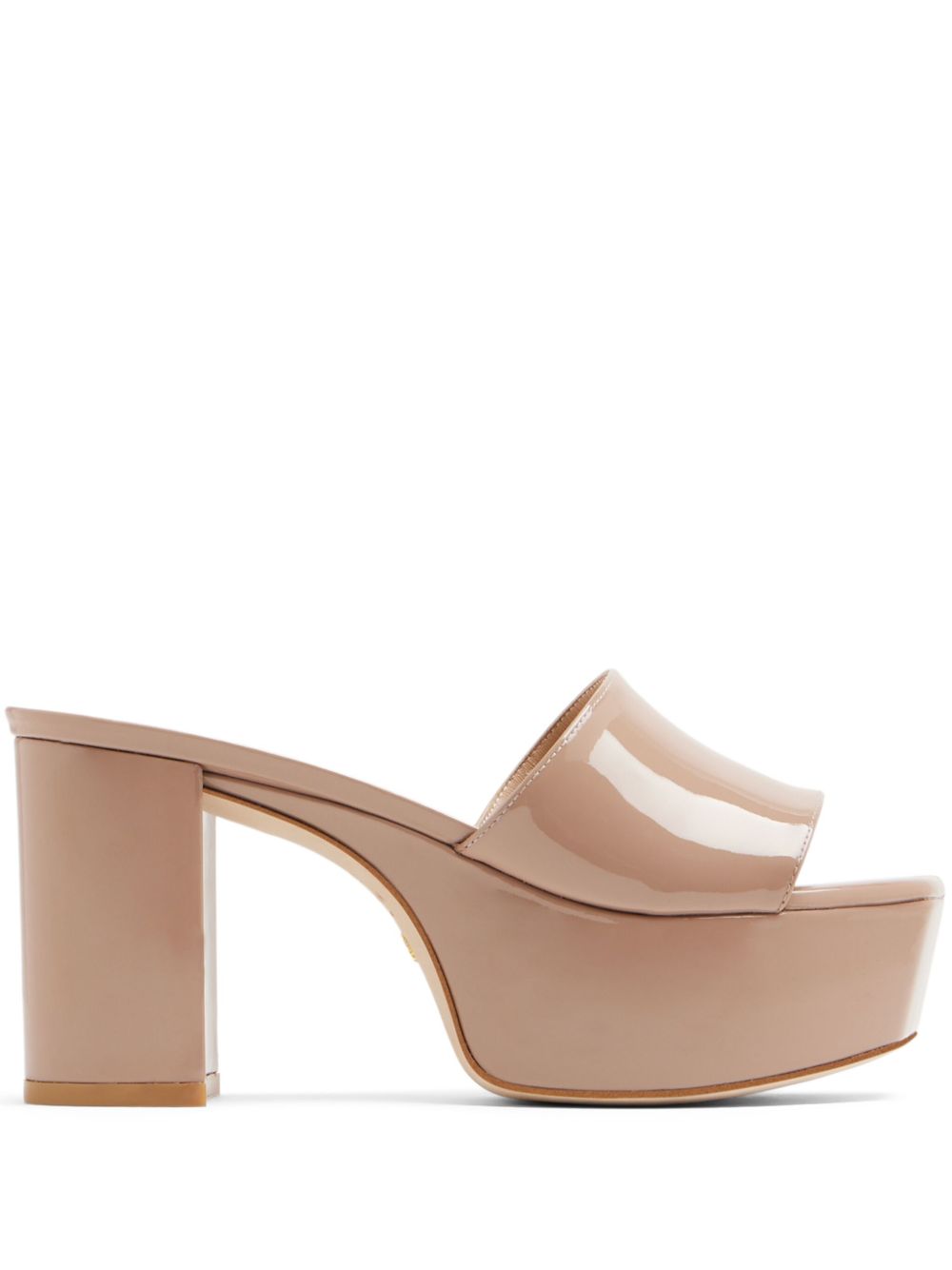 Stuart Weitzman 露趾皮质高跟穆勒鞋 - 中性色