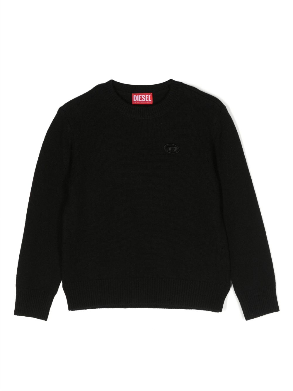 Diesel Kids Kolby logo刺绣毛衣 - 黑色