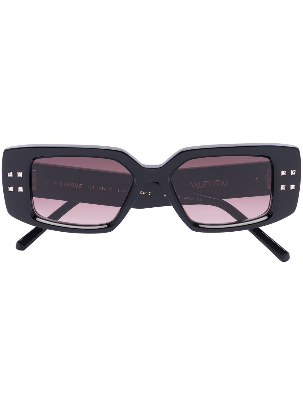 VALENTINO GARAVANI EYEWEAR Rockstud 长方框太阳眼镜 - 黑色
