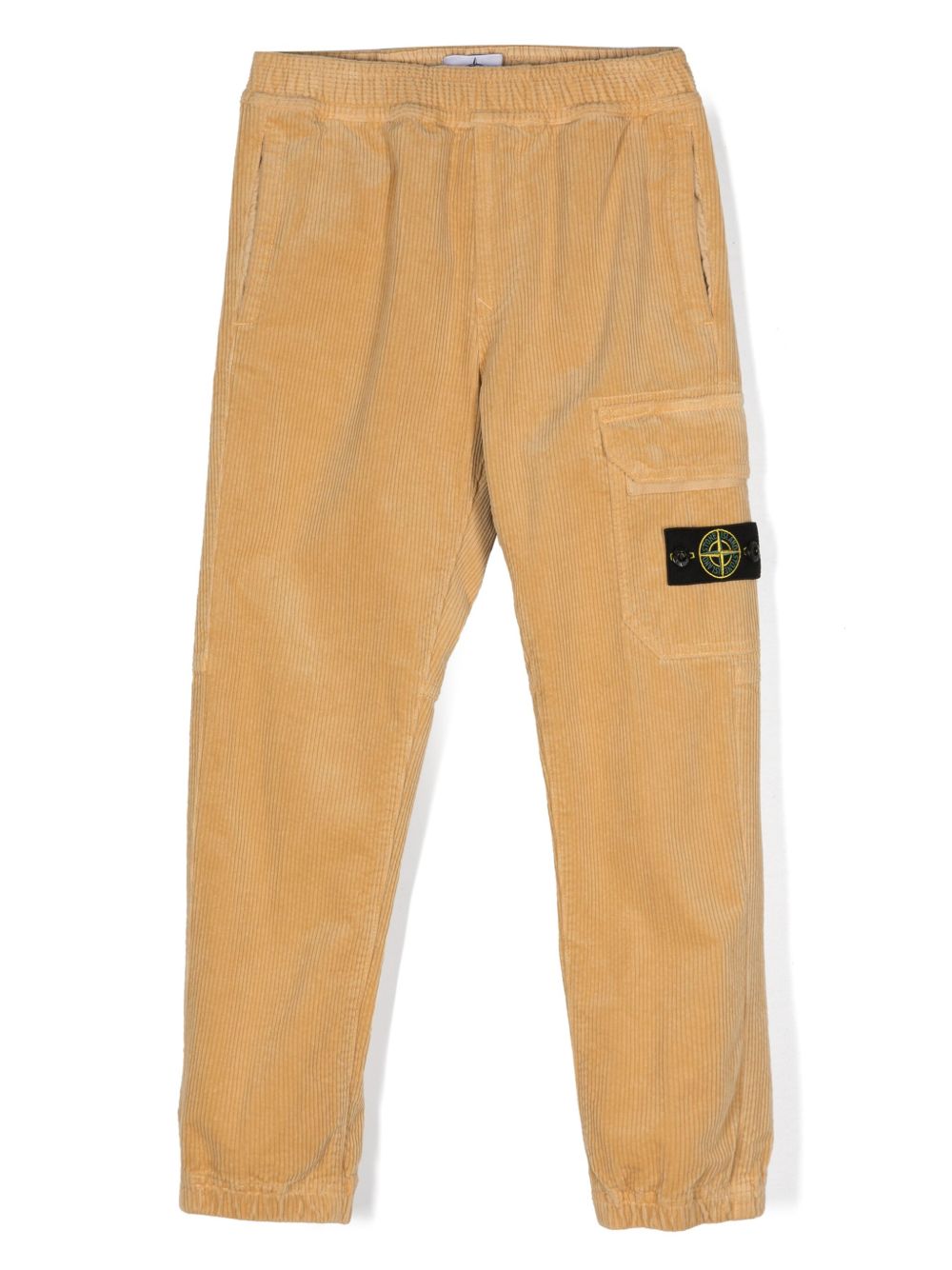 Stone Island Junior 罗盘徽章灯芯绒锥形裤 - 黄色