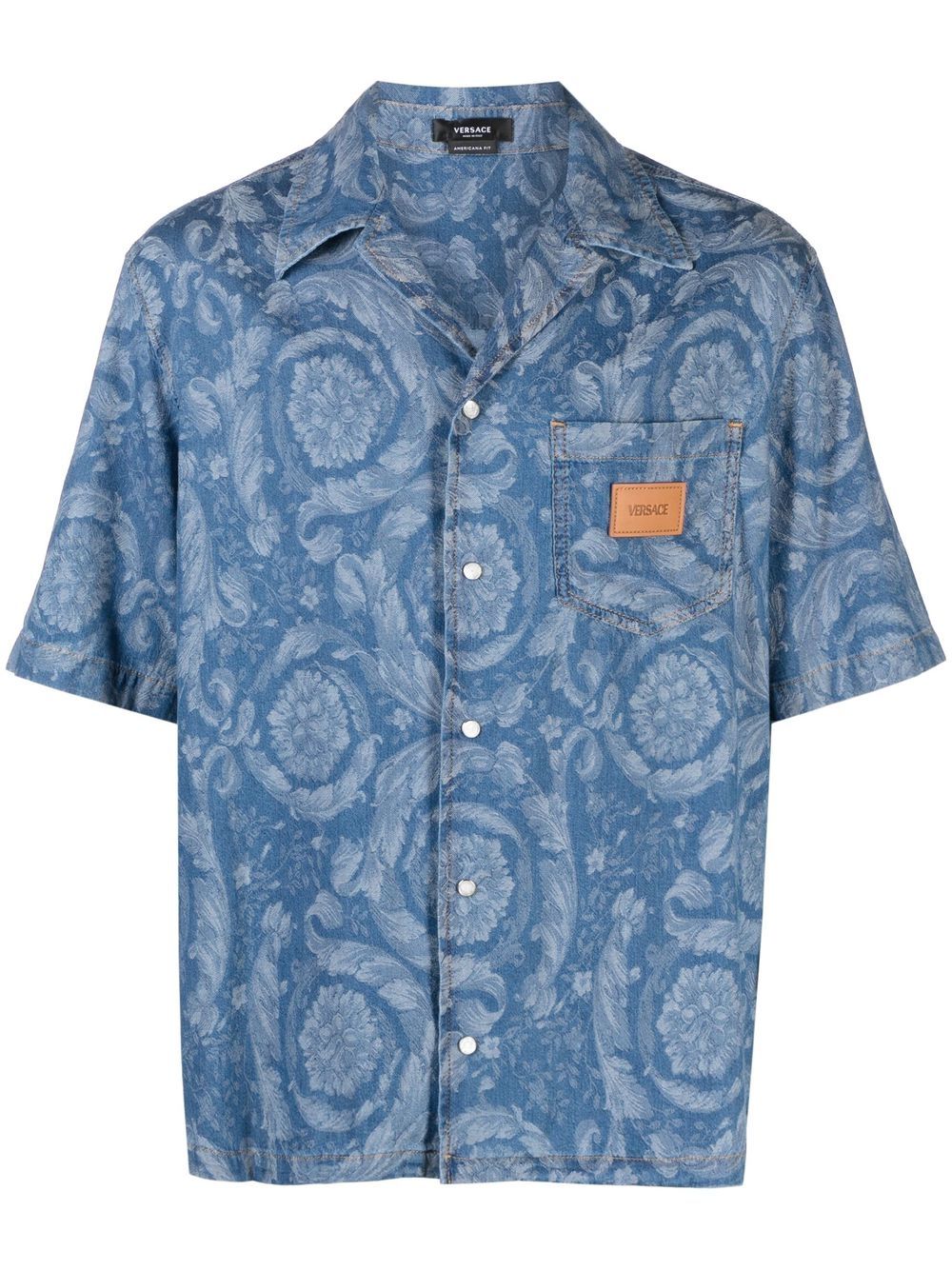 Versace Barocco Silhouette 牛仔衬衫 - 蓝色