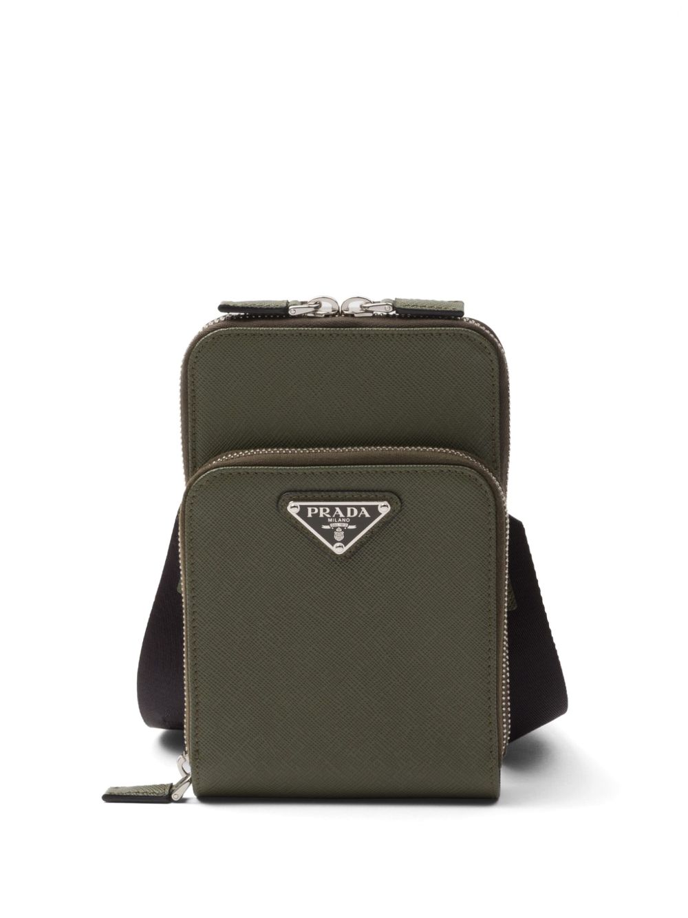 Prada Saffiano 皮质智能手机袋 - 绿色
