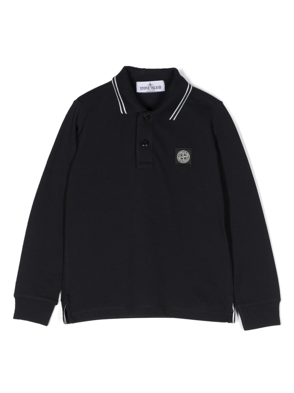 Stone Island Junior 标贴长袖polo衫 - 蓝色