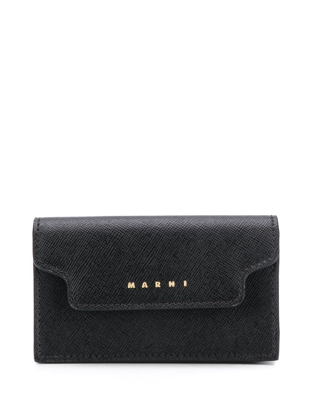 Marni logo印花皮质卡夹 - 黑色