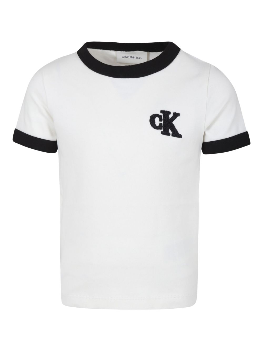 Calvin Klein Kids 对比边饰T恤 - 白色