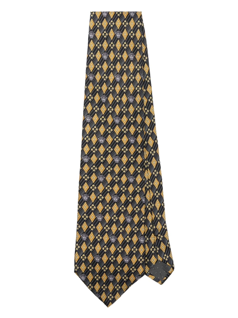 Versace Pre-Owned 美杜莎头纹印花真丝领带（1990年代典藏款） - 灰色
