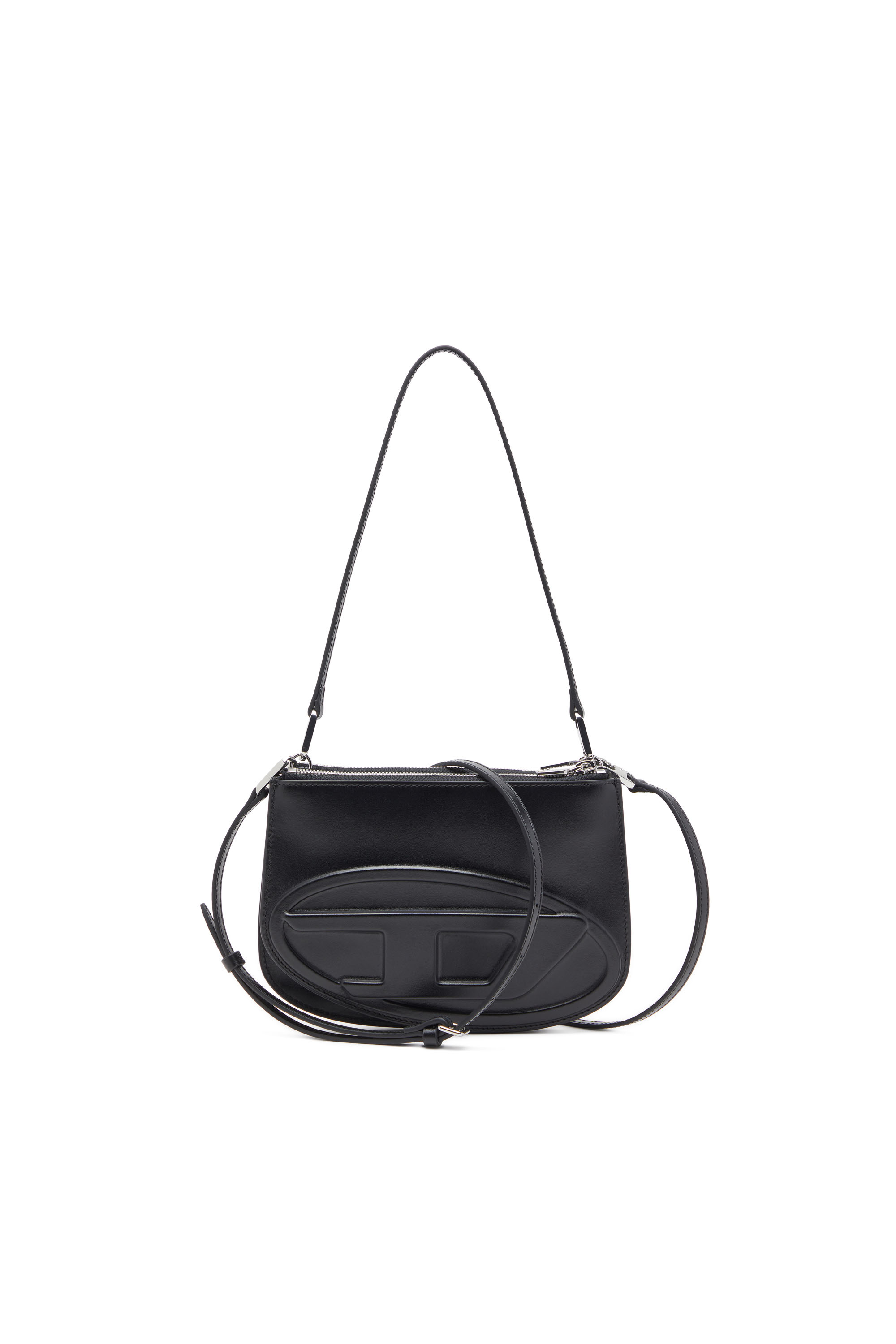 Diesel - 1DR Twin-Double-pouch shoulder bag in printed leather - Shoulder Bags - Woman - Black