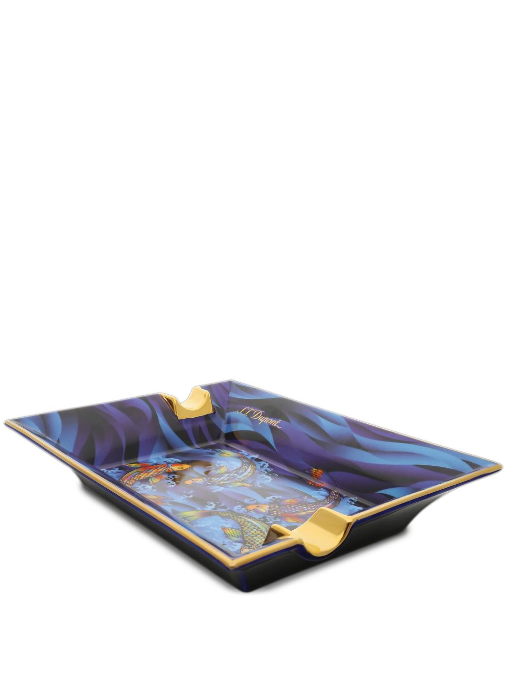 S.T. Dupont Koi Fish 陶瓷烟灰缸（22厘米 x 17厘米） - 蓝色