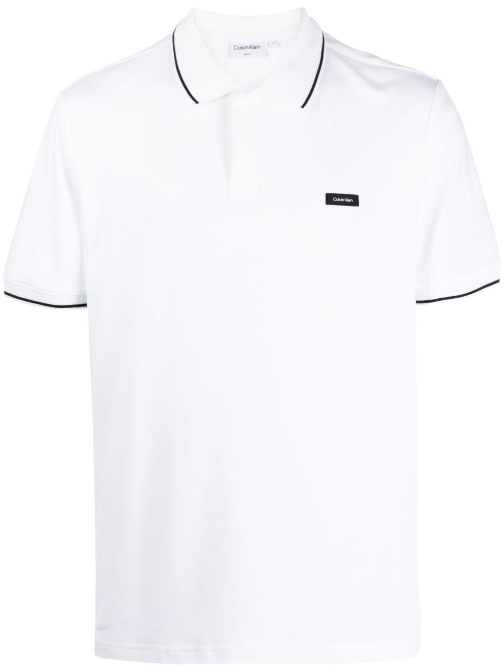 Calvin Klein logo贴花短袖polo衫 - 白色