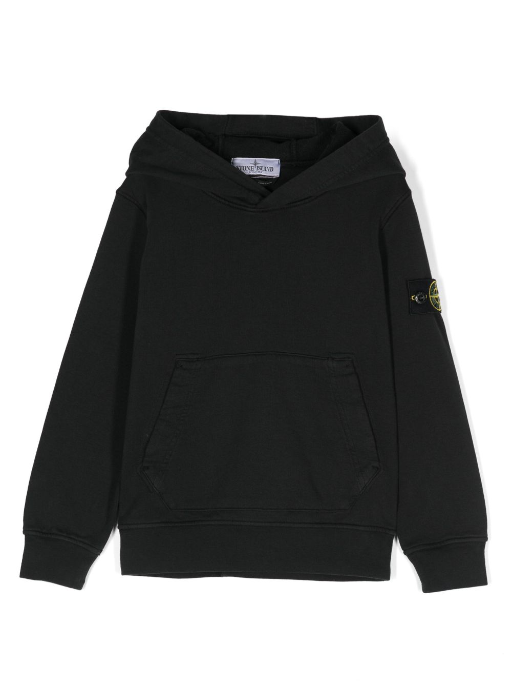 Stone Island Junior 罗盘徽章棉连帽衫 - 黑色