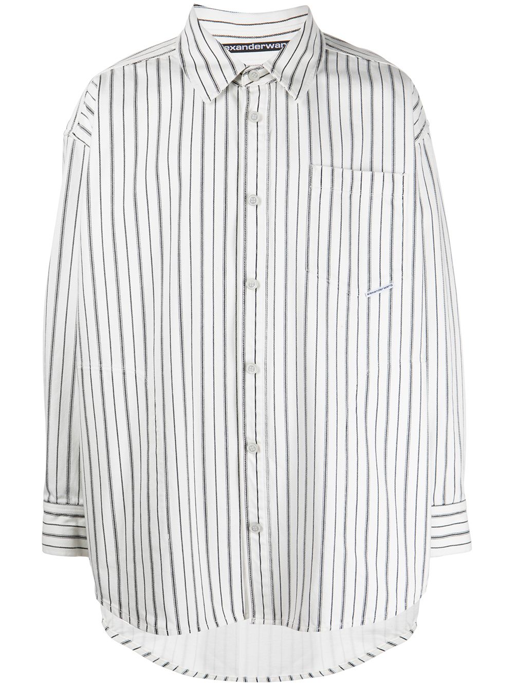 Alexander Wang 条纹超大款棉衬衫 - 白色