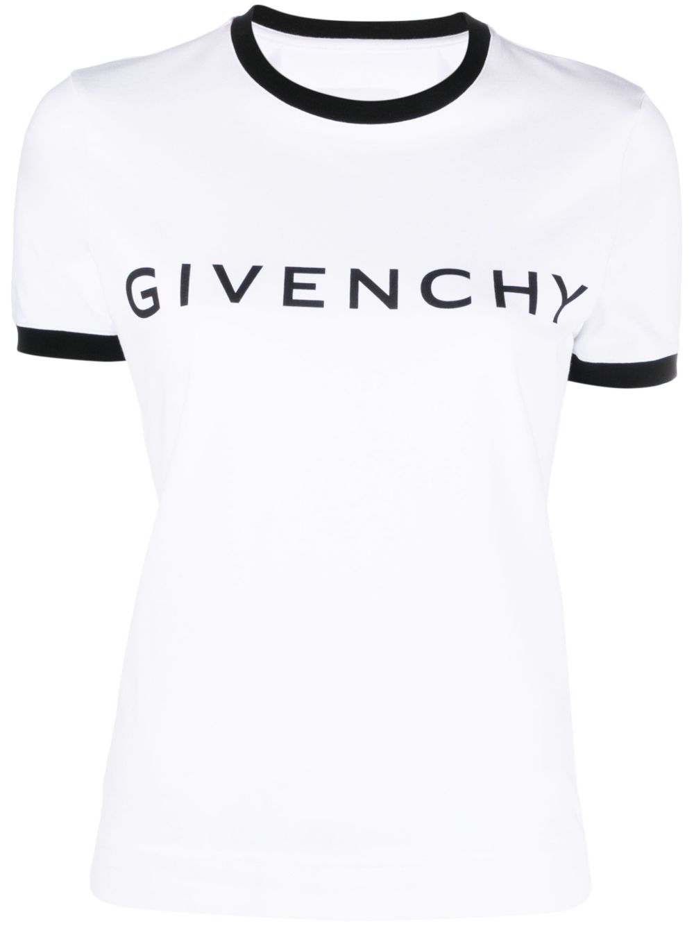 Givenchy White/Black logo印花棉T恤 - 白色