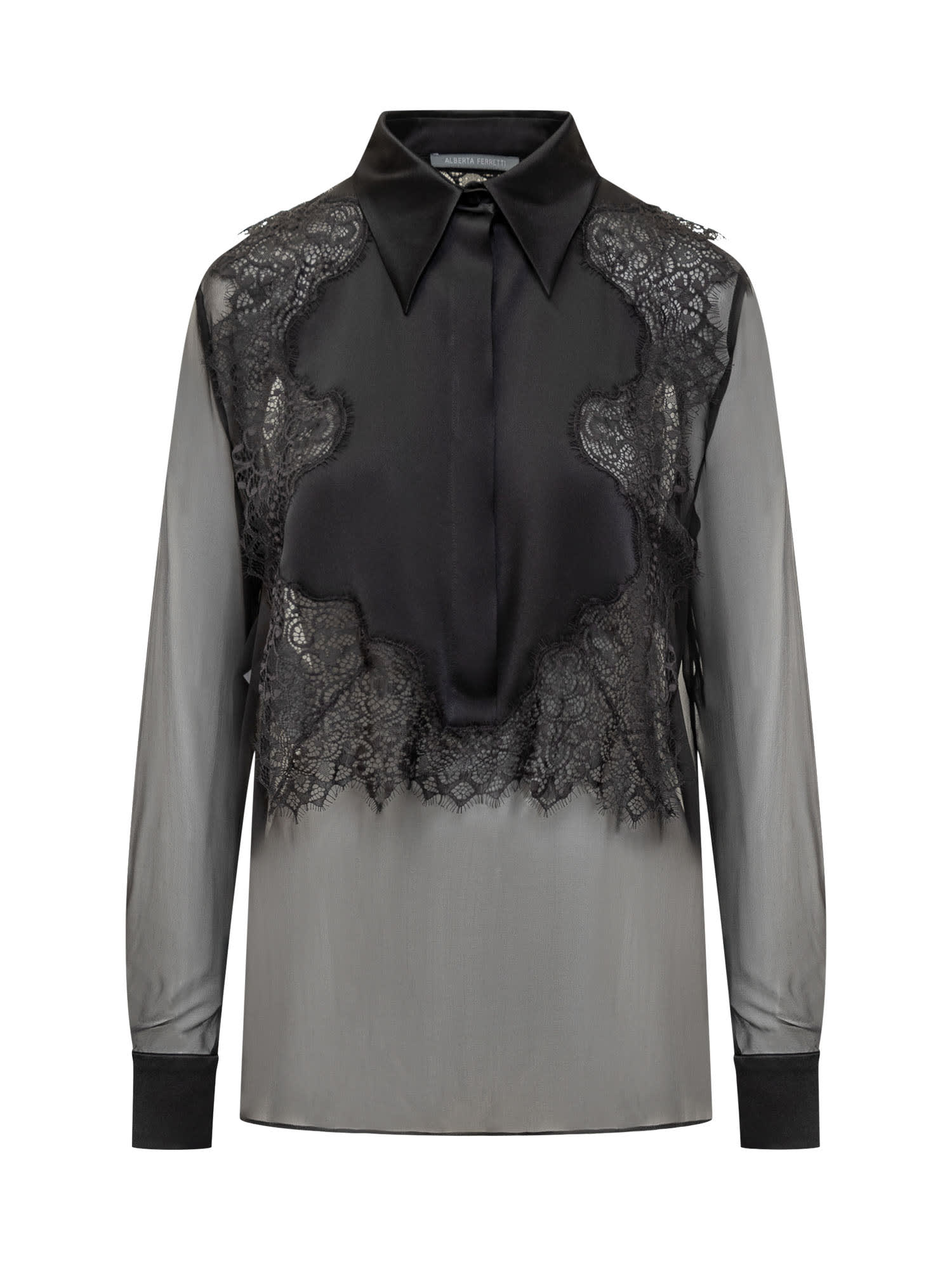 Alberta Ferretti 黑色丝绸衬衫