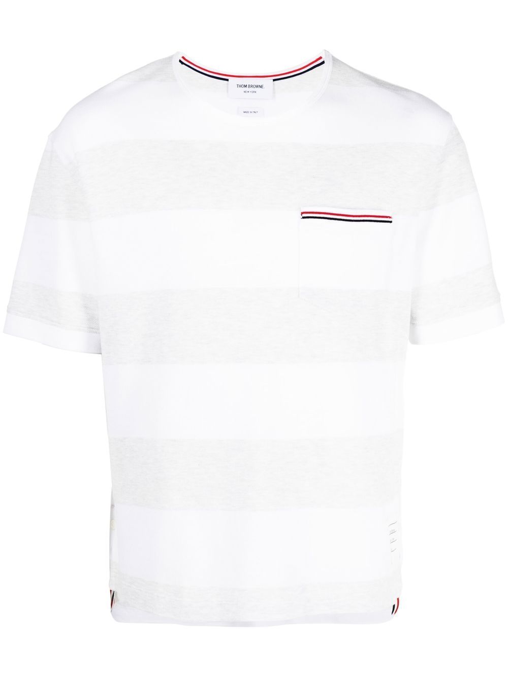 Thom Browne RWB 口袋条纹T恤 - 灰色