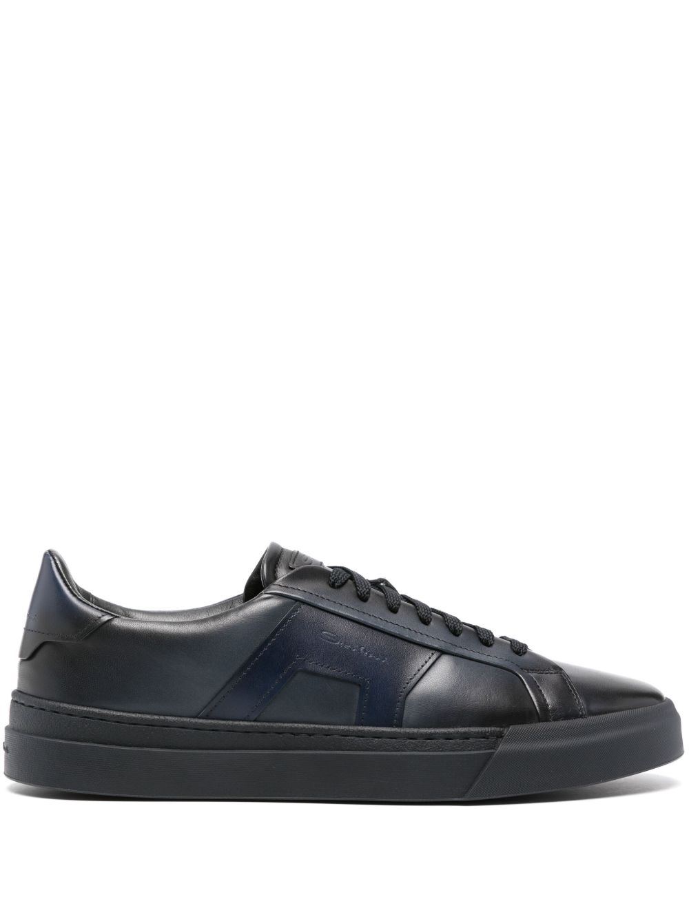 Santoni logo凹面压花运动鞋 - 蓝色