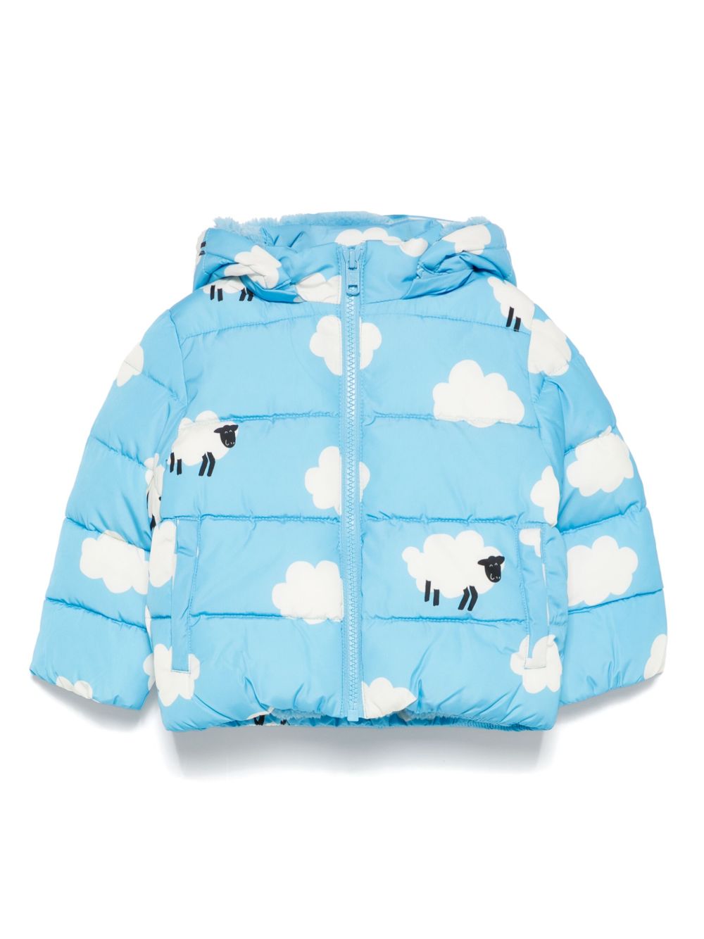 Stella McCartney Kids 绵羊图案蓬松夹克 - 蓝色