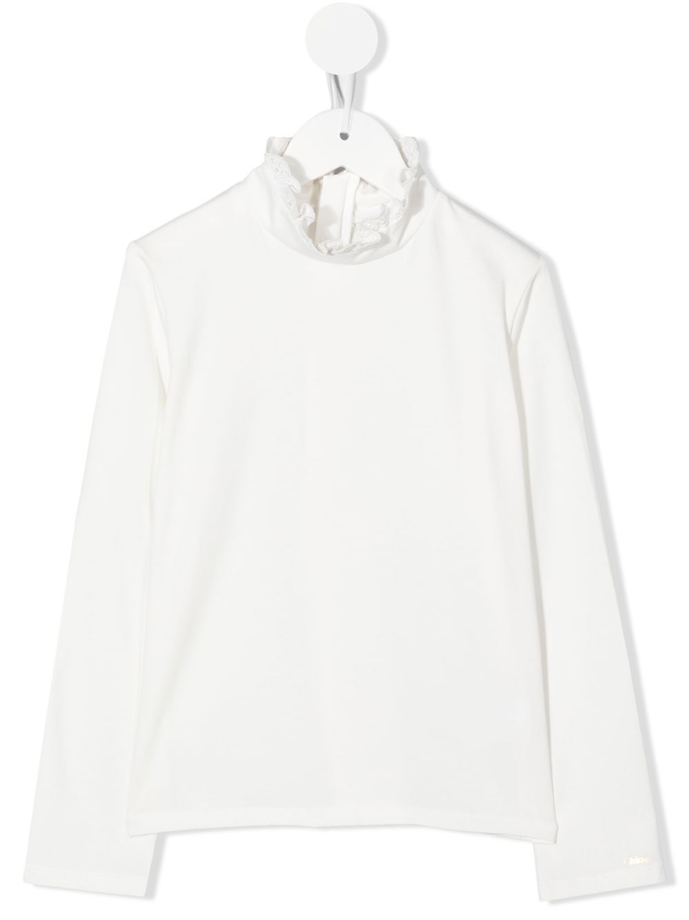 Chloé Kids 马德拉刺绣荷叶边T恤 - 白色