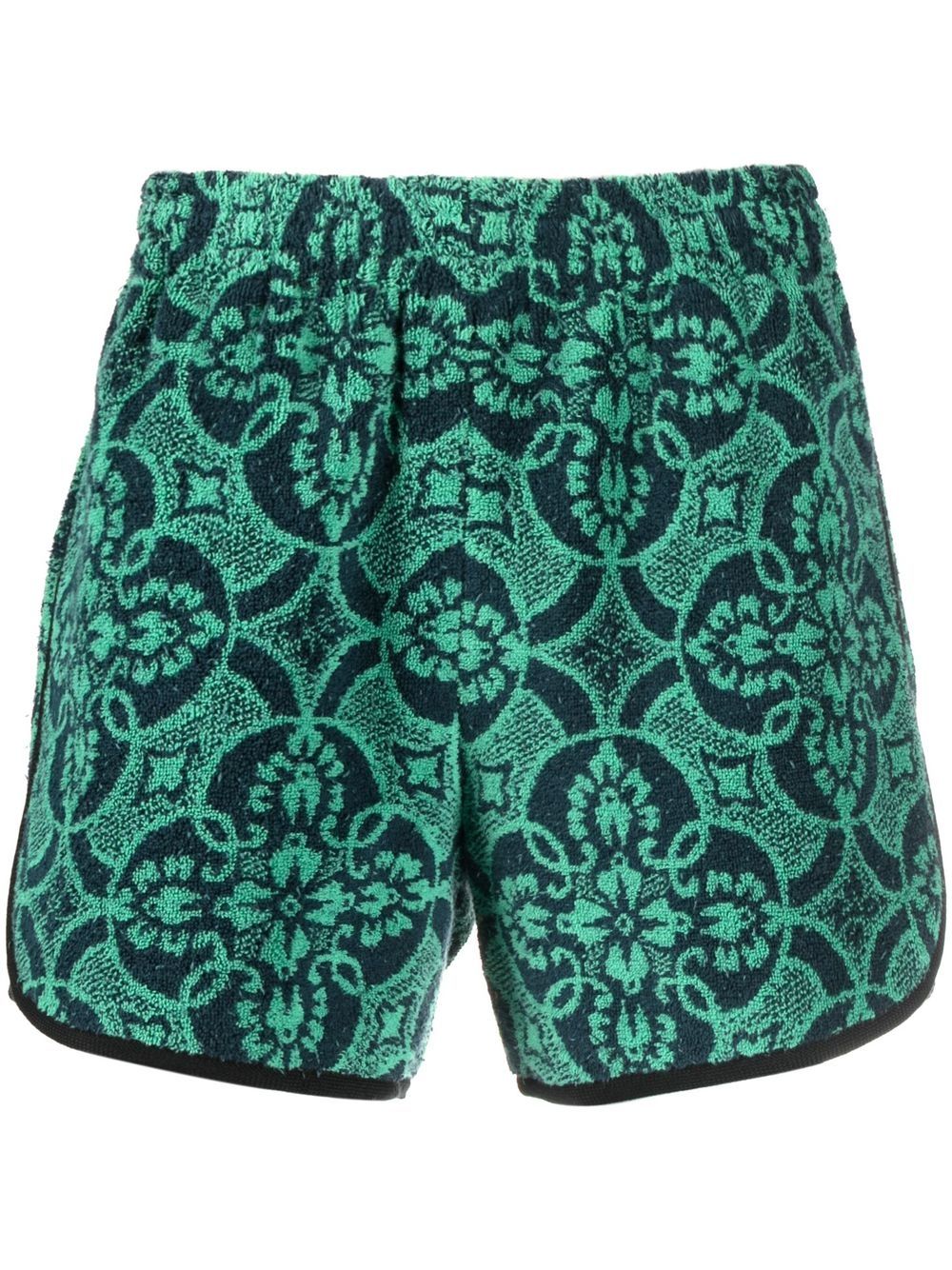 Marine Serre Oriental Towels 运动短裤 - 绿色