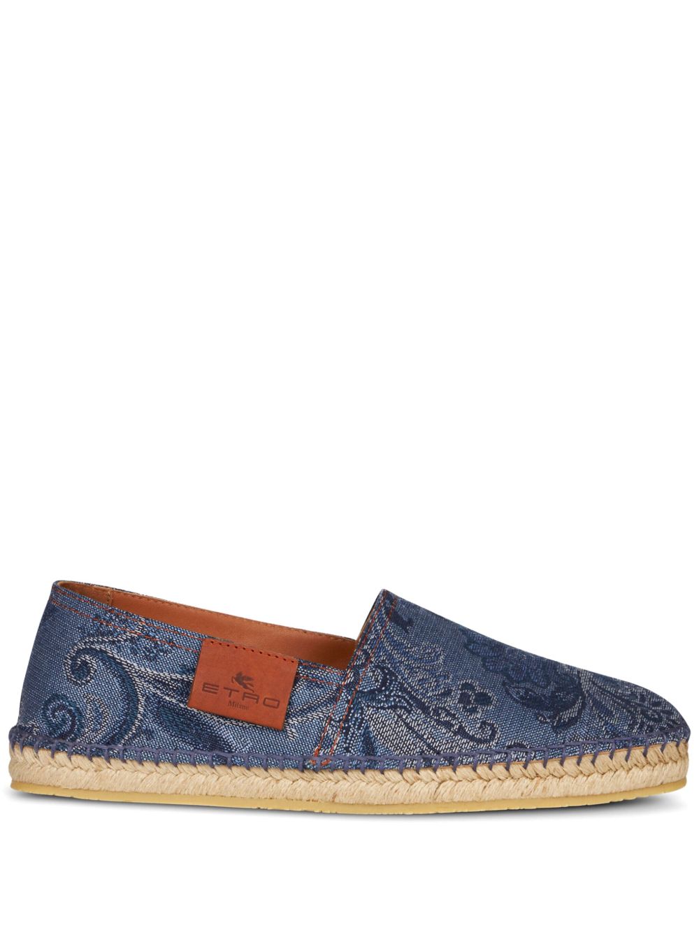 ETRO 提花牛仔草编鞋 - 蓝色