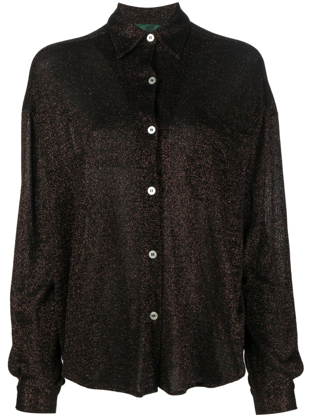 Jean Paul Gaultier Pre-Owned 金属丝面料效果排扣衬衫（1980年代典藏款） - 褐色