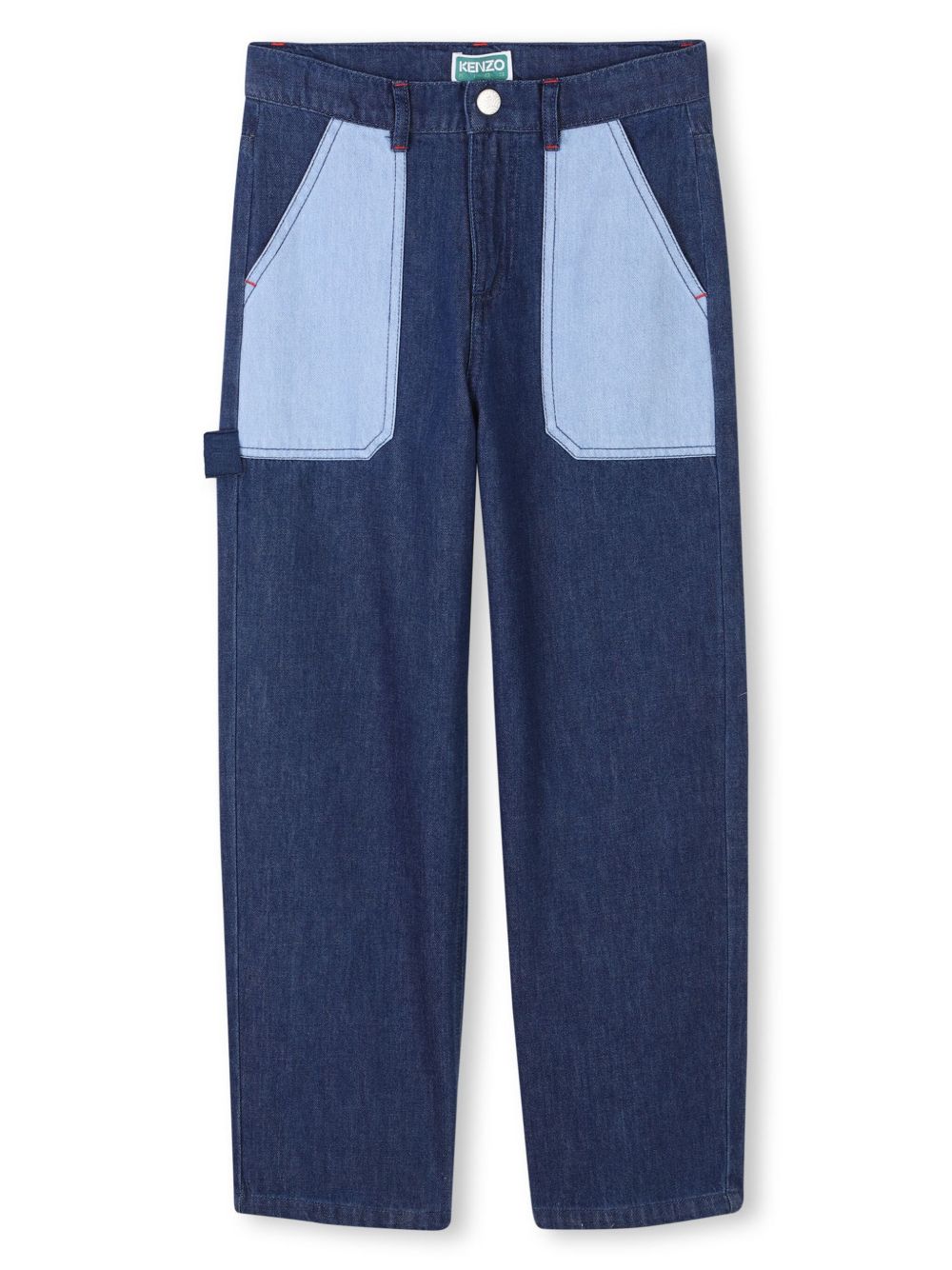 Kenzo Kids 松紧直筒牛仔裤 - 蓝色