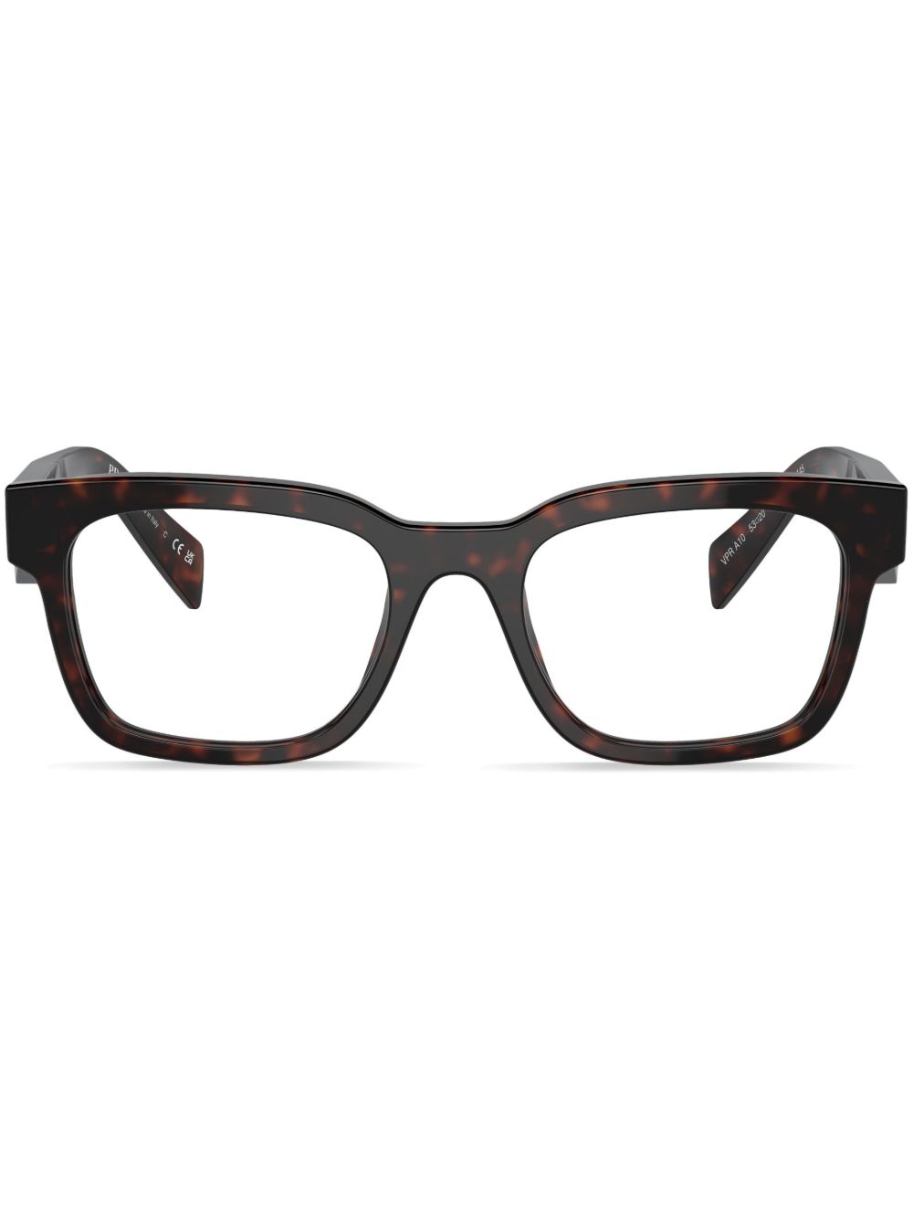 Prada Eyewear 玳瑁纹效果方框眼镜 - 红色