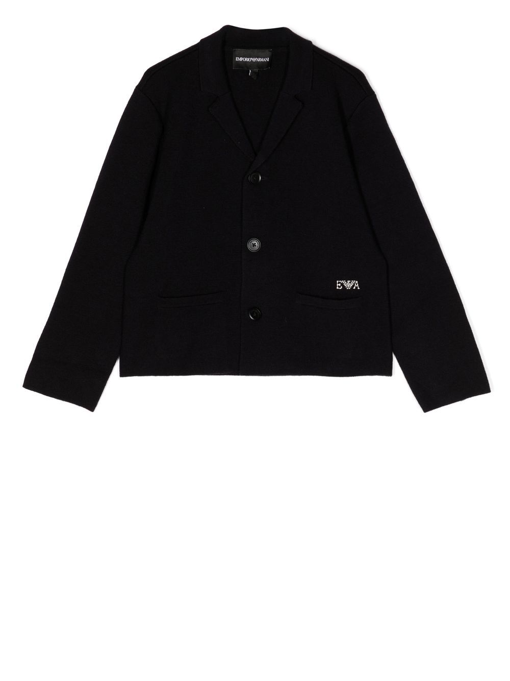 Emporio Armani Kids logo-embroidered single-breasted blazer - 黑色