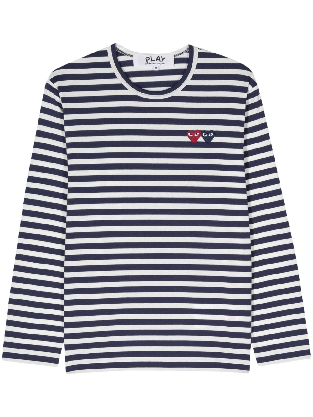 Comme Des Garçons Play 心形贴花条纹棉T恤 - 蓝色
